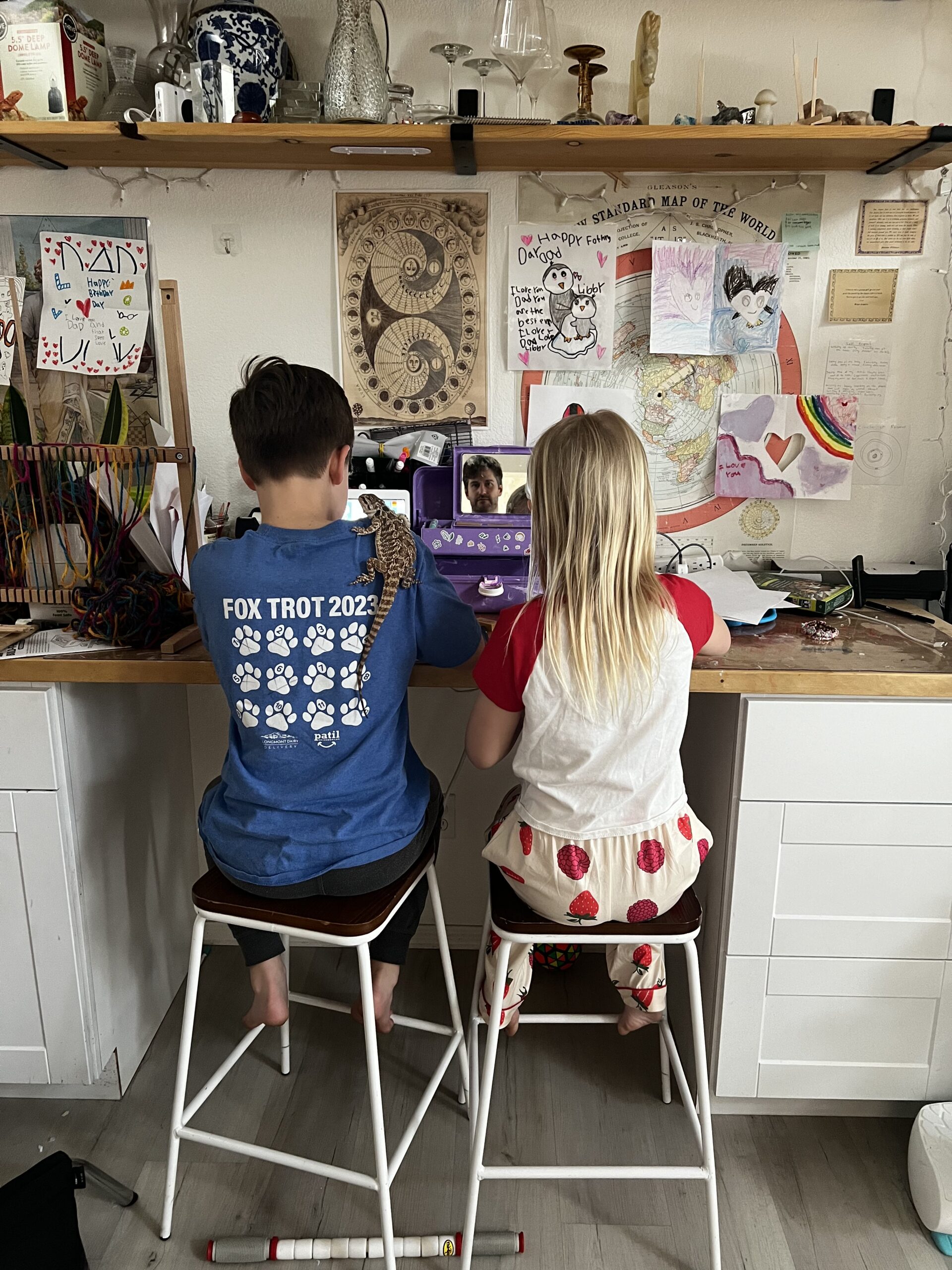 Phoenix and friend working in the workshop
