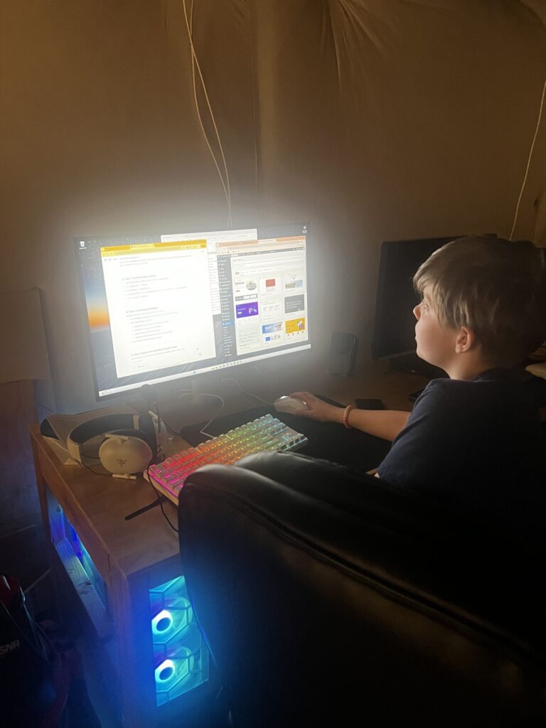 Phoenix working on a 3D model at his PC